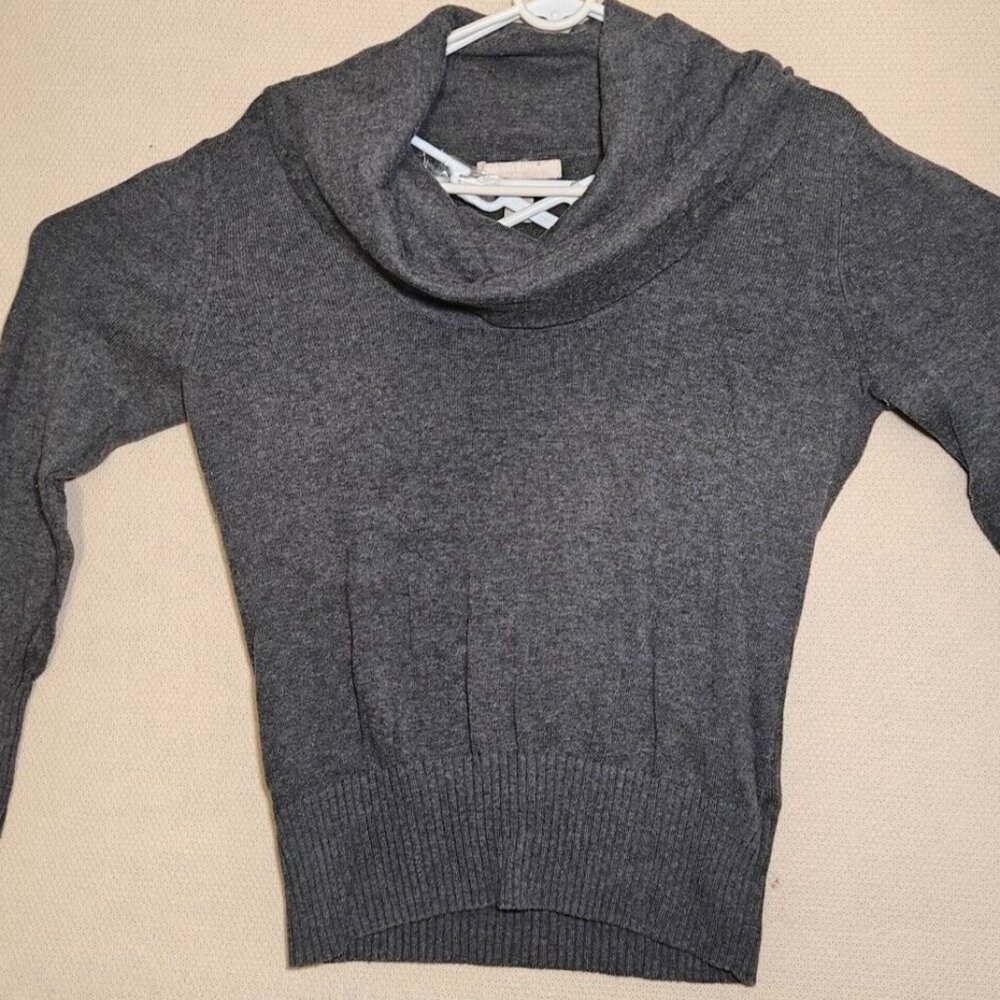 Banana Republic Women’s L Pullover Sweater – Gray Ribbed Turtleneck, Long Sleeve